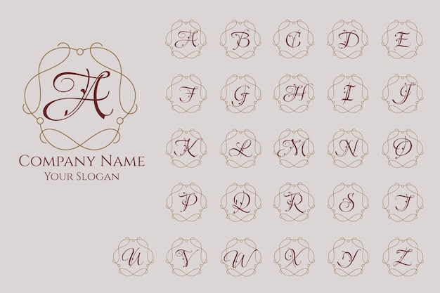 Vector monogram elegant style logo initial letter luxury ornament monogram logo set