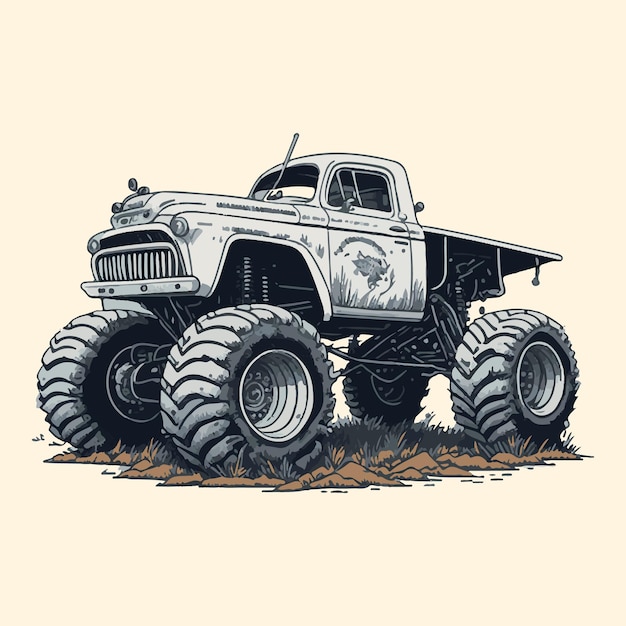 Illustrazione di monster truck vettoriale illustrazioni di monster truck cartoon disegnate a mano monster truck