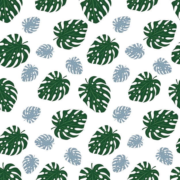 vector monstera leaves seamless pattern background