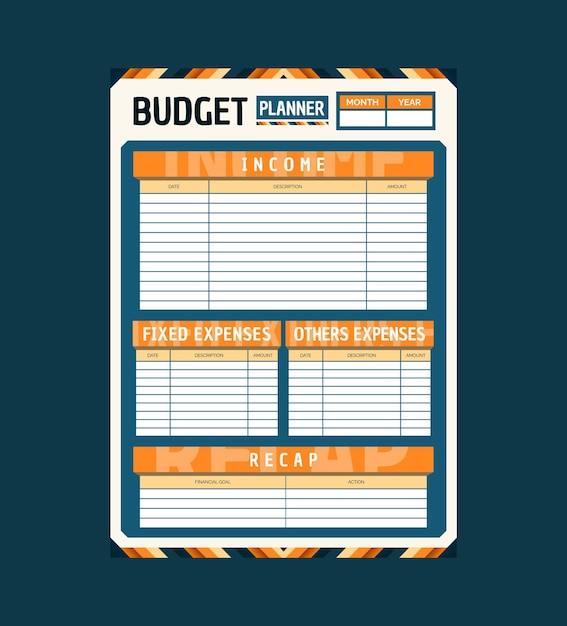 vector monthly budget planner template