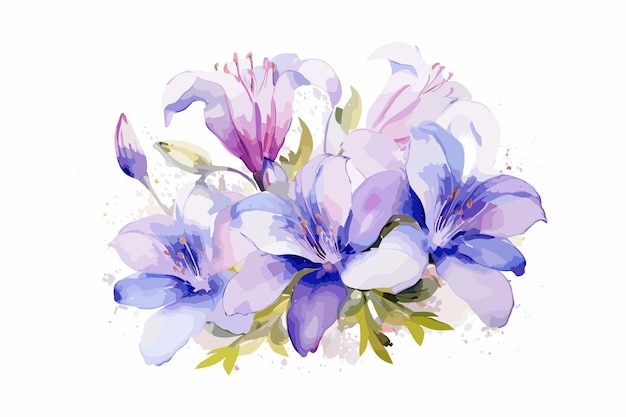 Vector mooie aquarel bloemen met witte achtergrond