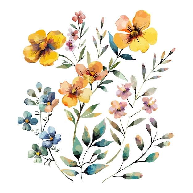 Vector mooie aquarel bloemenelementen