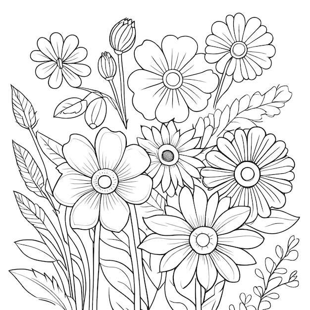 vector mooie bloemencompositie decoratieve schets