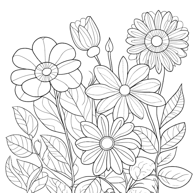 Vector vector mooie bloemencompositie decoratieve schets
