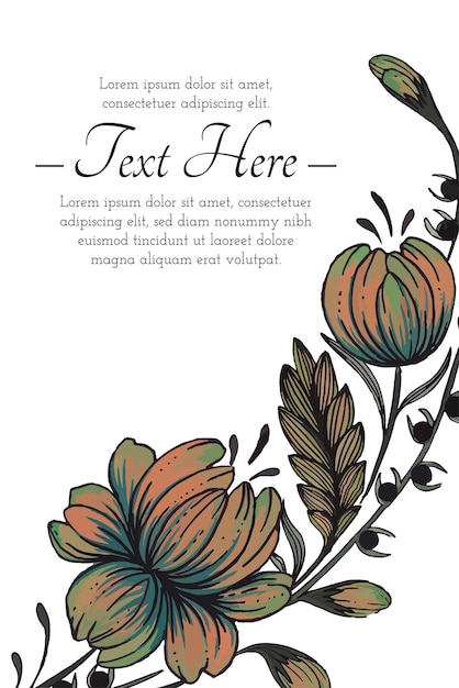 Vector mooie hand getrokken vintage bloemen bruiloft uitnodigingskaart