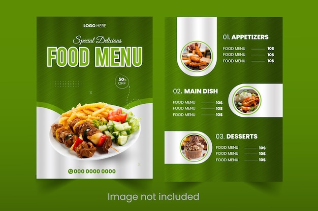 vector mooie voedsel menu ontwerp sjabloon