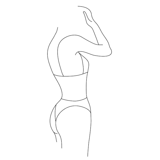 Vector mooie vrouw lichaam illustraties. minimalistische lineaire vrouwelijke figuur. abstracte lingerie