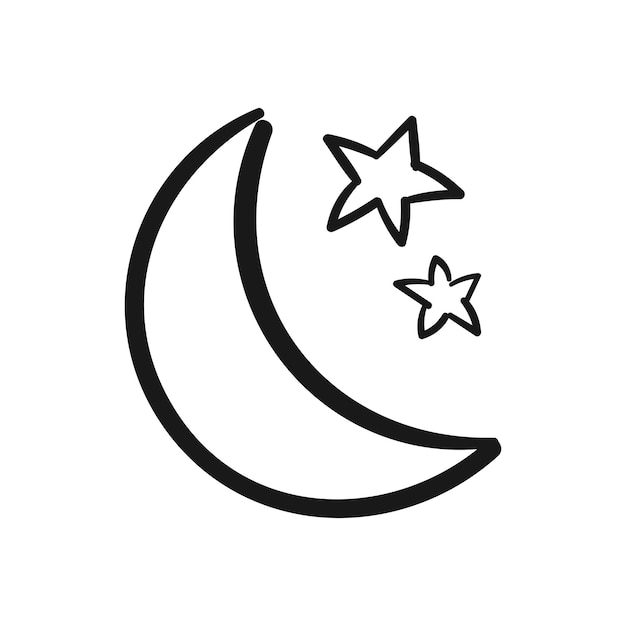 Vector moon and star hand drawn line clip art dream night outline cartoon doodle icon