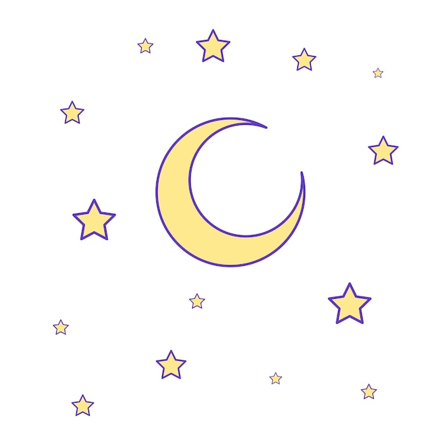 Vector moon with stars icon