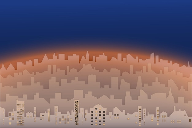 Vector vector morning or evening landscape of city