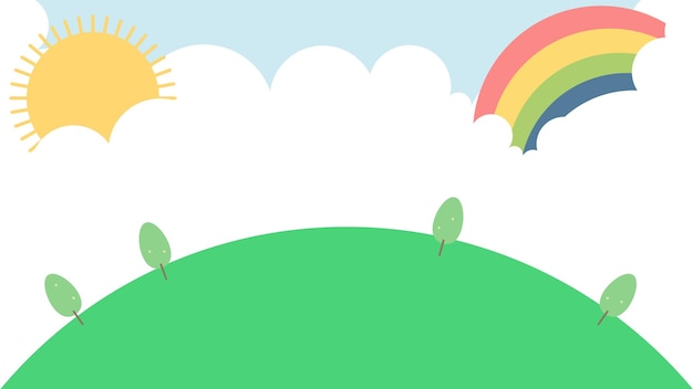 Vector vector morning sun and rainbow mood background for kids