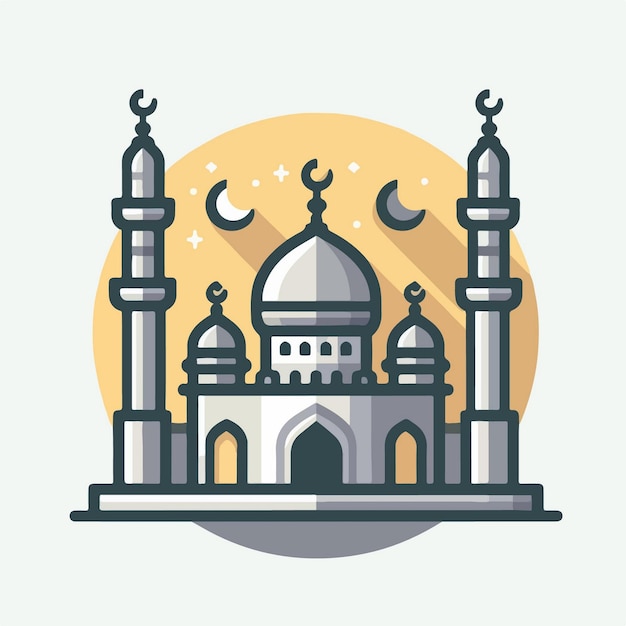 Векторный дизайн мечети на белом фоне
