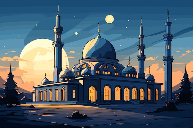 Vector vector of mosque in a lively comic style