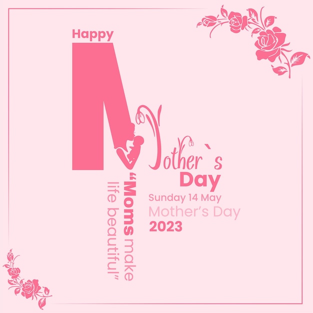 vector mother and baby silhouette design for happy mother's day