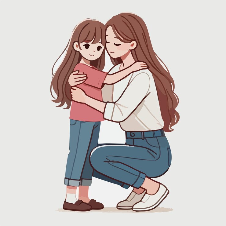 Vector 母と子の抱きしめのベクトル