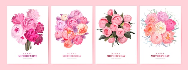 Vector mothers day greeting cards set