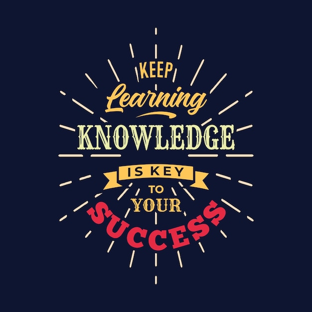 Vector vector motivation lettering hand drawn knowledge success quote greeting card