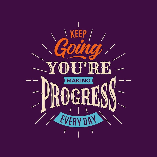 Vector Motivation Lettering Hand Drawn Quote Progress Greeting Card