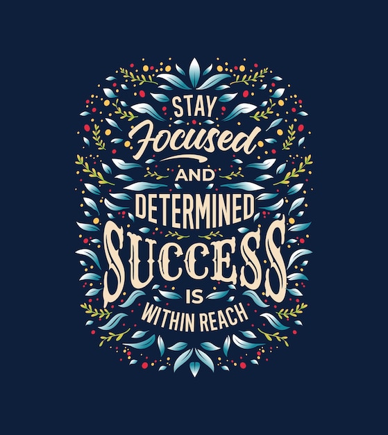 Vector Motivation Lettering Hand Drawn Quote Success Greeting Card