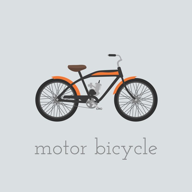 Vector motor bicycle illustration isolated on white background