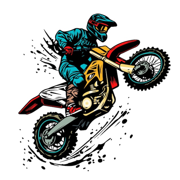 Vector motorcross illustratie ontwerpen op effen kleur