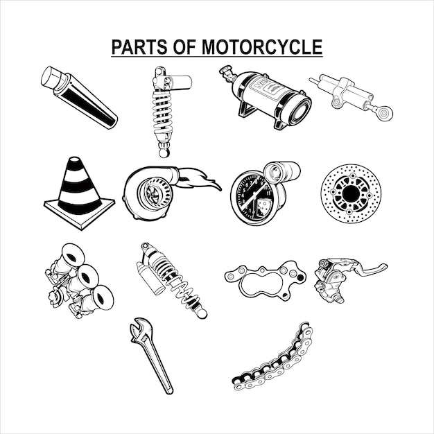 Vector vector of motorcycle parts for racing