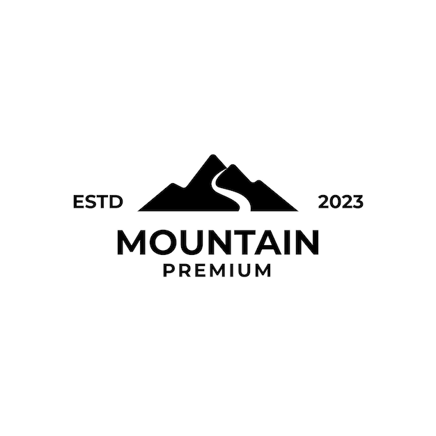 Vector mount peak met rivier logo ontwerp illustratie