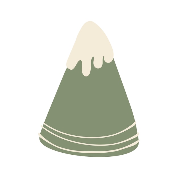 Vector mountain in flat style. White-green mountain, nature