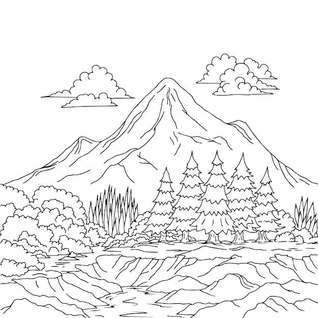 Vector vector mountain landscape outline design