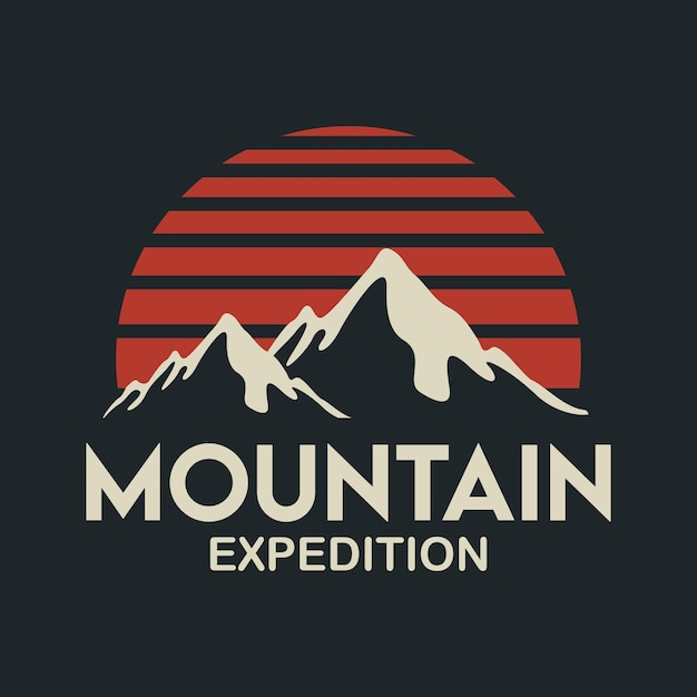 ベクトル山のロゴのレトロなフラット デザイン