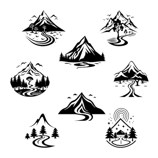 Vector of Mountain With Nature Landscape Design