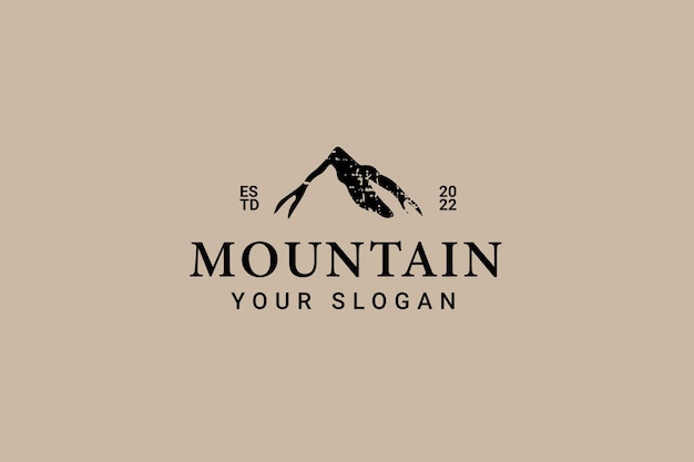 Vector Mountain With Texture. Vintage Logo.