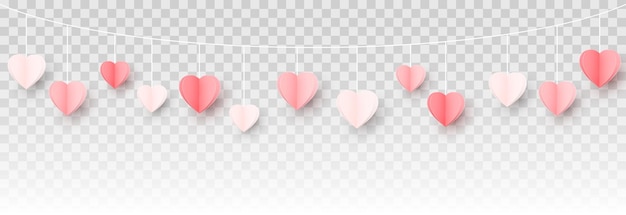 Vector multicolor hanging paper hearts png. Heart shaped paper confetti png. Paper elements png.