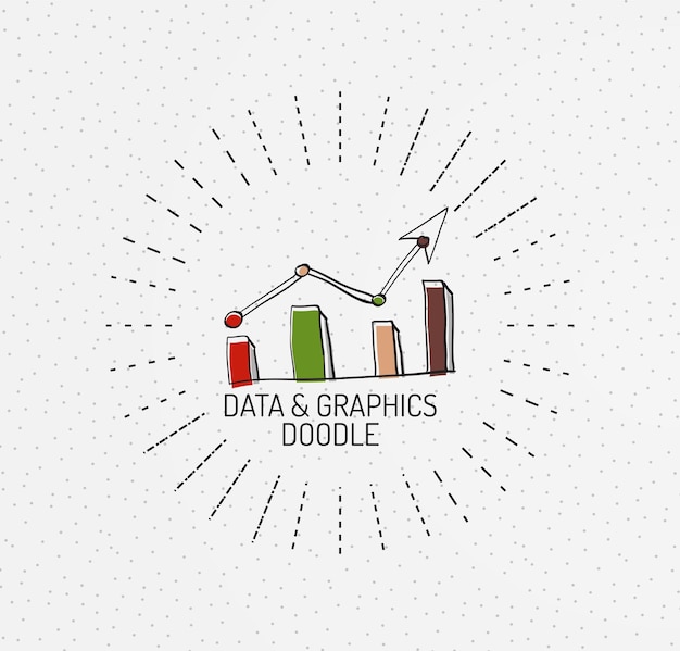 Векторные разноцветные нарисованные от руки каракули значок штампа Диаграмма или графическая концепция