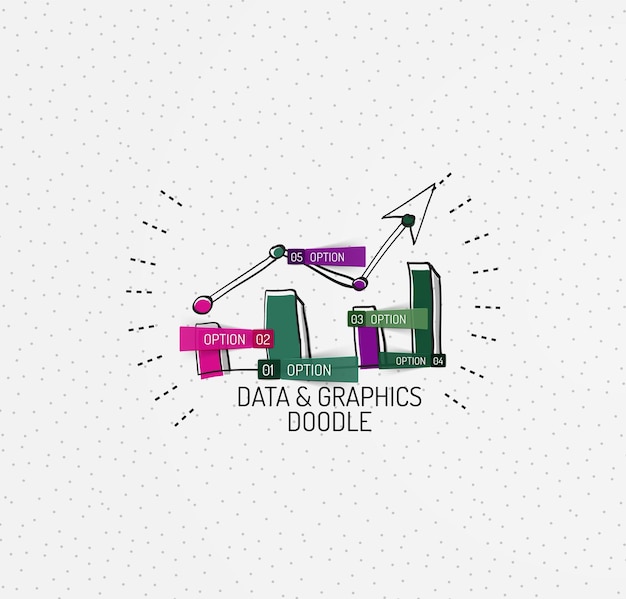 Vettore multicolore doodles icona timbro grafico o concetto grafico