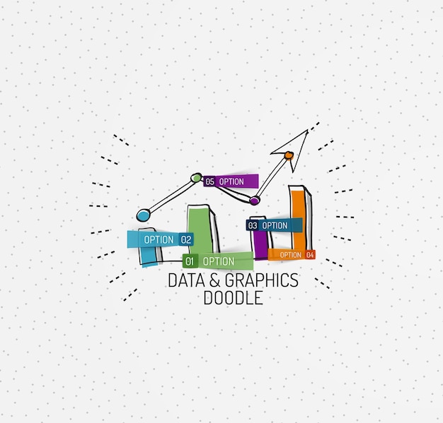 Vector multicolored handdrawn doodles icon stamp Chart or graphic concept