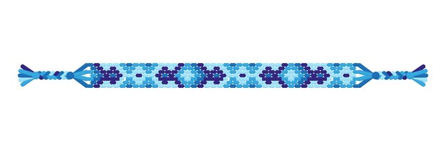 Vector multicolored handmade hippie friendship bracelet of blue threads.