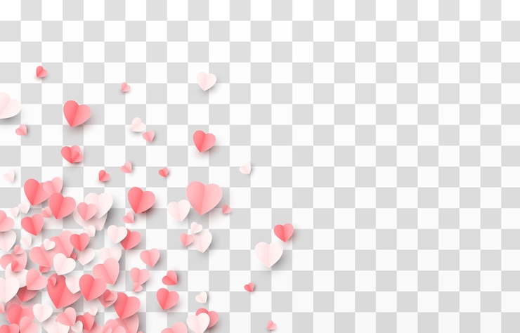 Vector vector multicolored hearts on an isolated transparent background. paper hearts png. paper elements.
