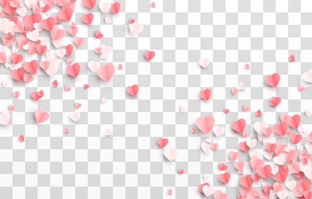 Vector vector multicolored hearts on an isolated transparent background. paper hearts png. paper elements.