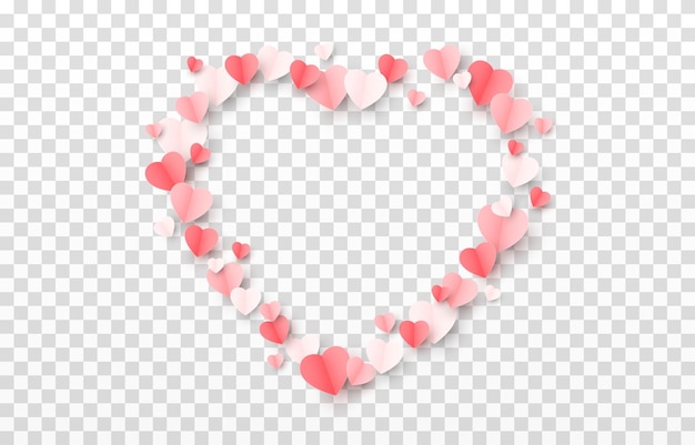 Vettore vettore cuori di carta multicolore png. png di coriandoli di carta a forma di cuore. elementi di carta png. cuori.