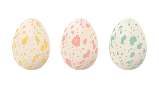 Vector multicolored quail eggs on a white background