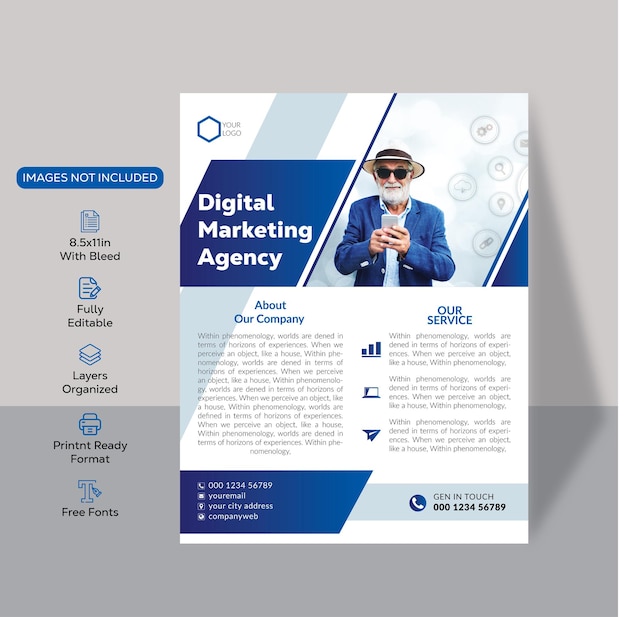 Vector multifunctionele digitale marketing flyer
