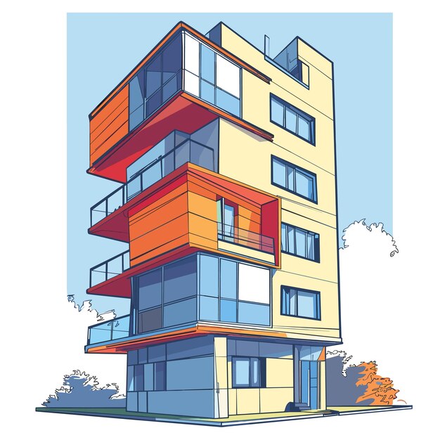 Vector vector multistory house on a white background generative ai