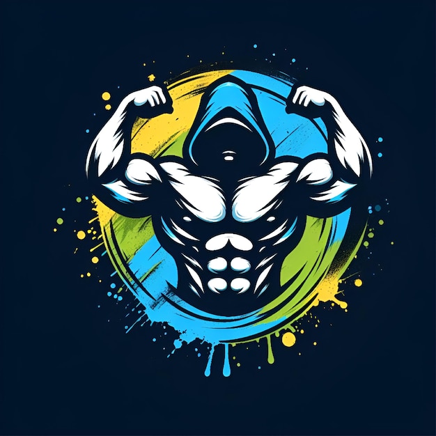 vector muscular bodybuilder logo