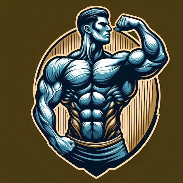 Logo del bodybuilder muscolare vettoriale