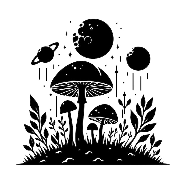 vector Mushroom silhouette vector