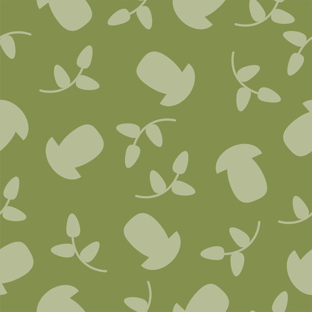 Vector mushrooms on green background pattern