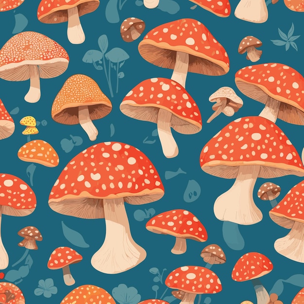 Vector mushrooms pattern