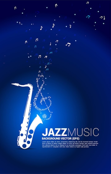 Premium Vector  Vector music melody note dancing flow from saxophone .  concept background for jazz song and concert theme.