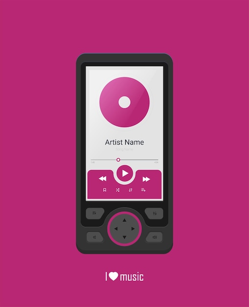 Vector music player flat style illustration